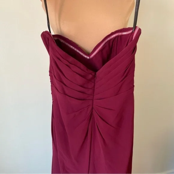 Hayley Paige Occasions Strapless Burgundy Chiffon Bridesmaid Dress 5913 Size 8 - Picture 8 of 12